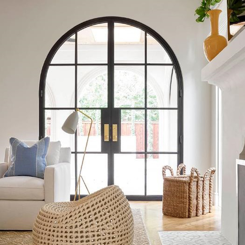 8-Lites-arched-steel-french-glass-doors-2