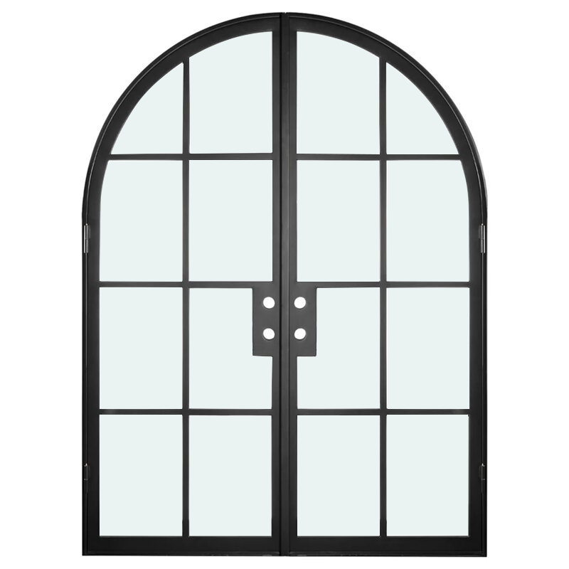 8 Lites gewölbte französische Glastüren aus Stahl