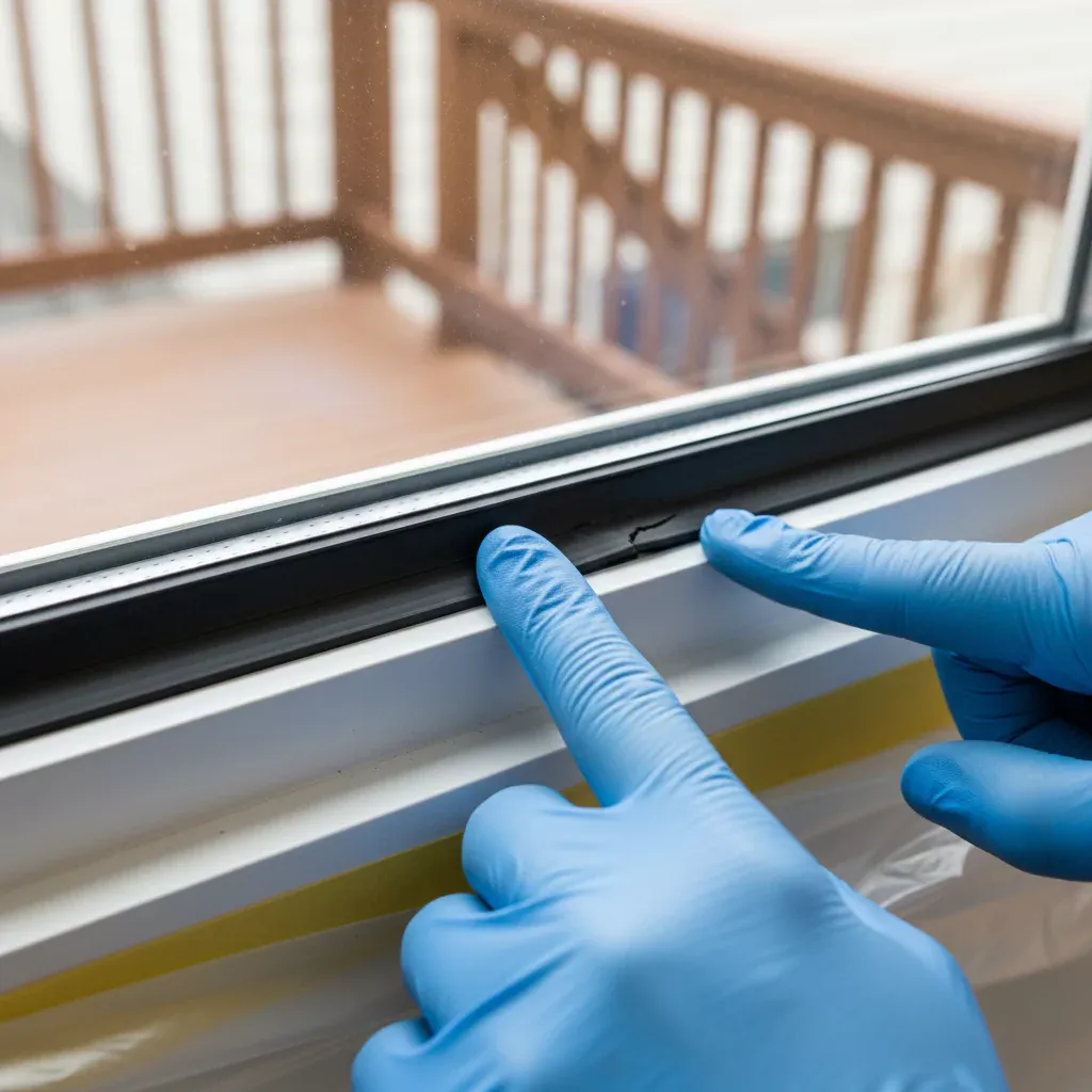 Reinigung und Pflege von Vinylfenstern 6 Überprüfen der Dichtung eines Vinylfensters auf Risse und Kompression