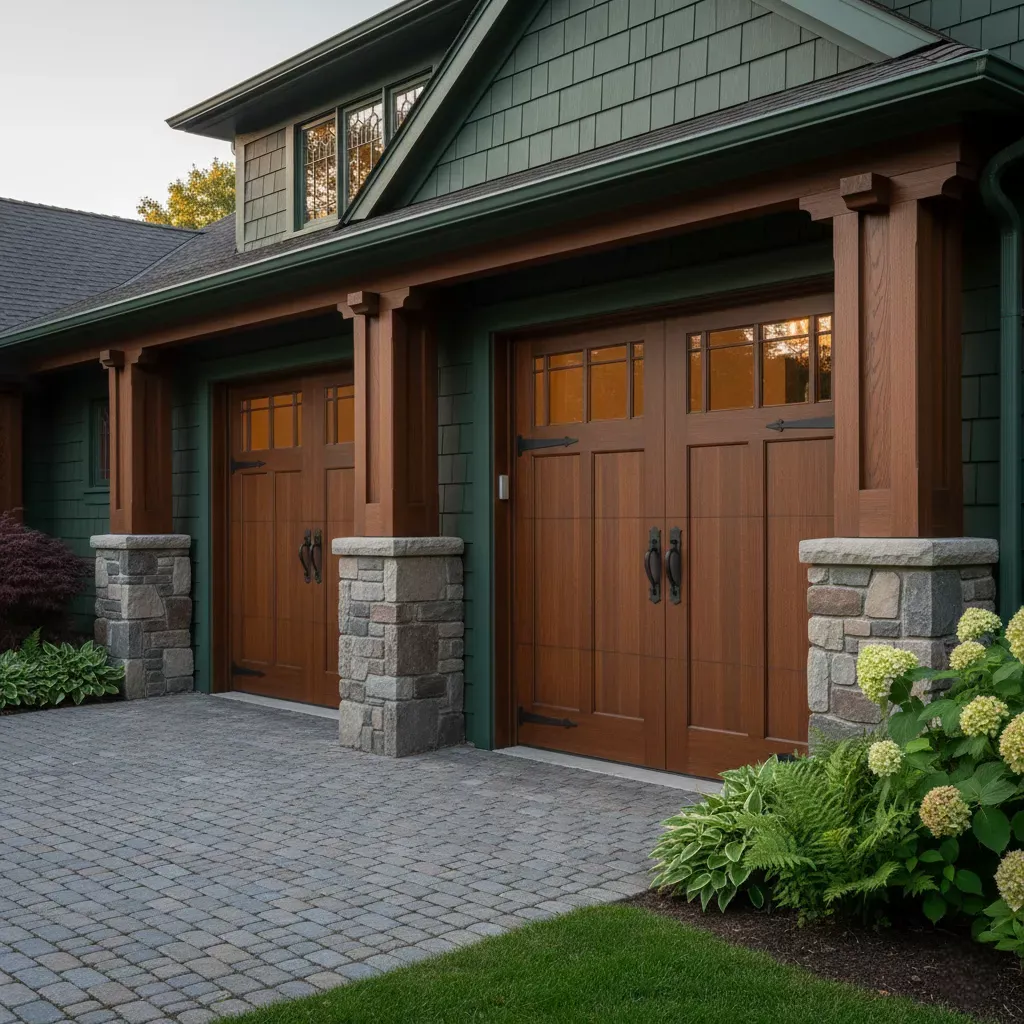 Garagedeur in Craftsman-stijl