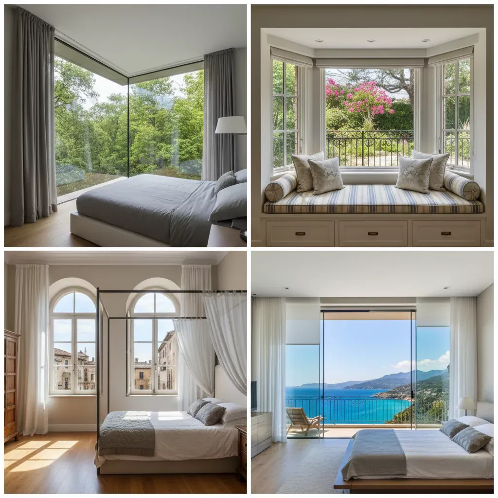 architectural bedroom windows collage