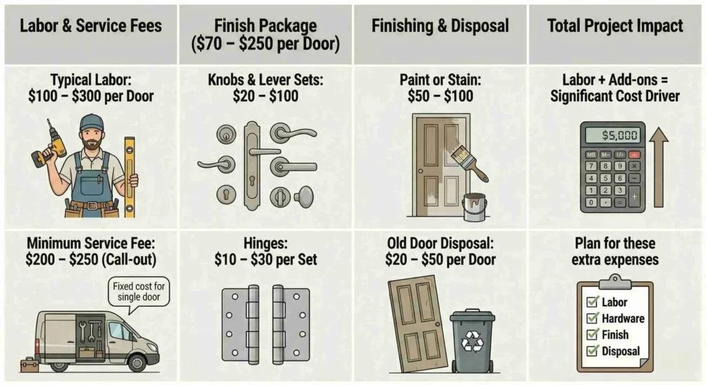interior doors install cost by labor and hardwares
