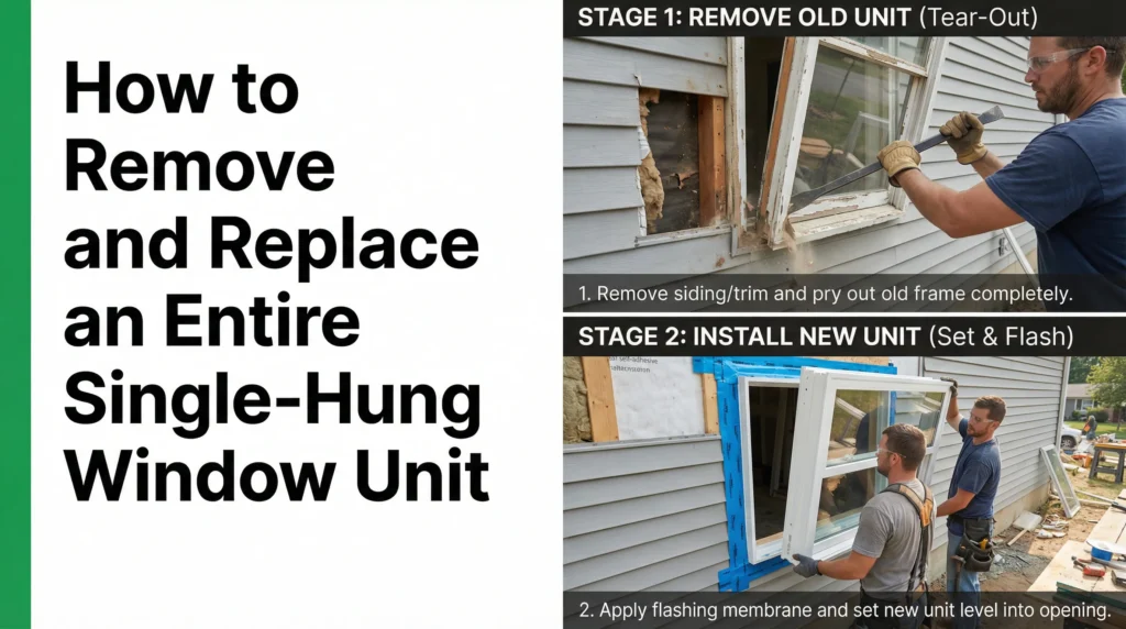 rimuovere sostituire finestra a ghigliottina singola