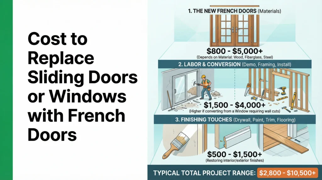 تكلفة استبدال باب منزلق أو نافذة أو باب فرنسي