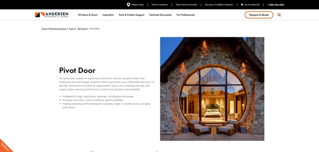 Andersen Windows Doors one of the top pivot door manufacturers