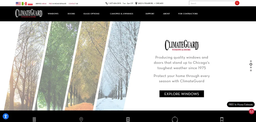 شركة Climate Guard للنوافذ والأبواب هي إحدى الشركات الرائدة في تصنيع أبواب الحماية من العواصف.