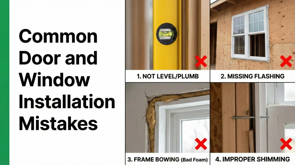 common door window installation mistakes