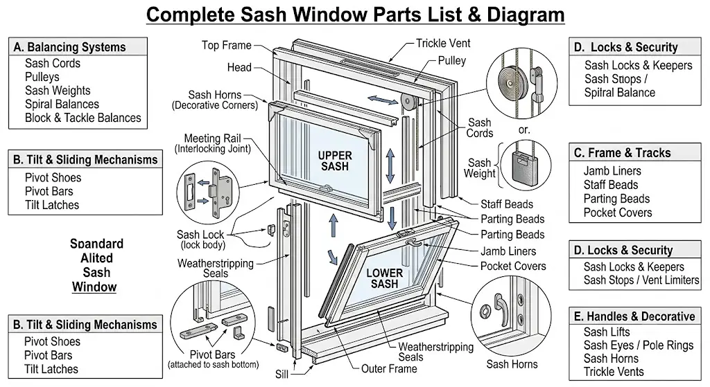The Complete Sash Window Parts & Troubleshooting Guide 1 sash window parts list