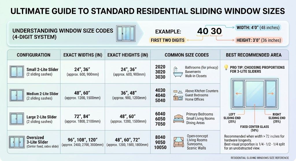 Sliding Window Sizes: A Complete Chart & Measuring Guide 1 standard sliding window sizes