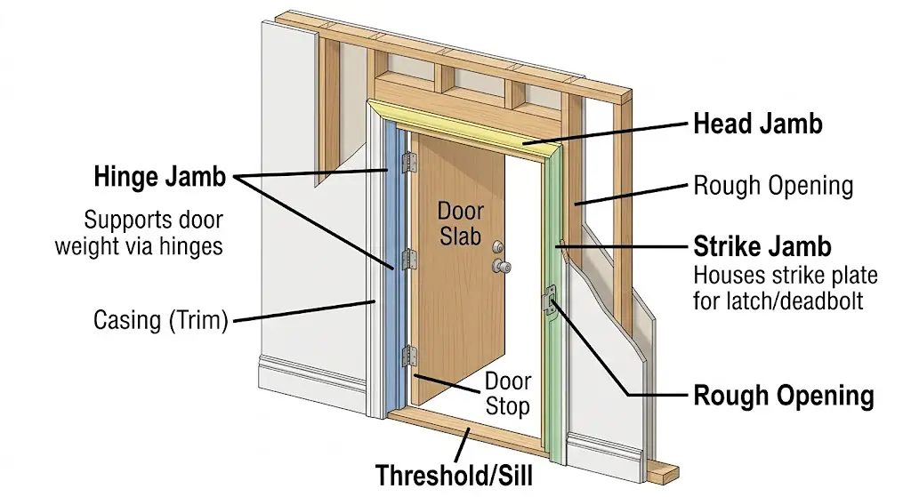 door structure including door jamb