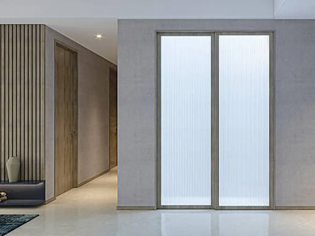 glass doors with fluted glass